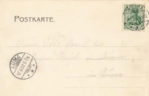 Gruss aus Weida Stadtansicht und Osterburg Thüringen Postkarte AK 1907
