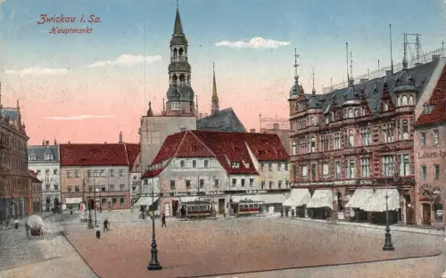 Zwickau i. Sa. Hauptmarkt Postkarte AK