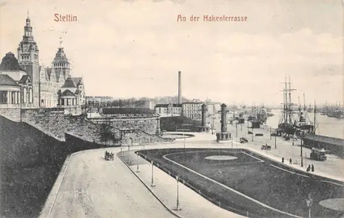 Stettin An der Hakenterrasse Postkarte AK 1914