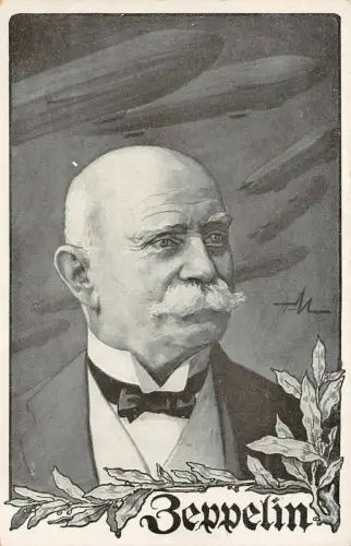 Portrait von Zeppelin Patriotika Postkarte AK