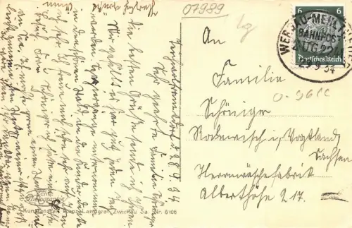 Erholungsheim Teichwolframsdorf Thüringen Postkarte AK 1934