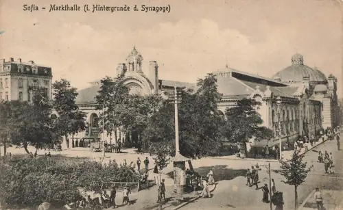 Sofia Markthalle (i. Hintergrunde d. Synagoge) Feldpostkarte AK 1918