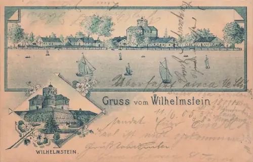 Gruss vom Wilhelmstein Wunstorf, Niedersachsen Litho Postkarte AK 1905