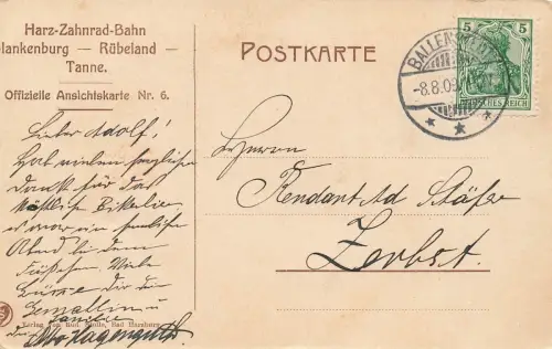 Bismarck-Tunnel bei Rübeland Sachsen-Anhalt Postkarte AK 1909