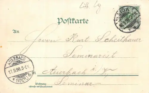 Gruss aus Weida Schloss Osterburg Litho AK 1898