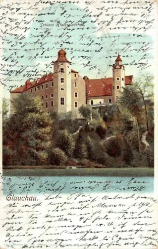 Schloss Hinterglauchau in Glauchau Sachsen Postkarte AK 1904