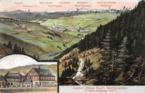Sommerfrische und Gasthof Neues Haus Oberwiesenthal Erzgebirge Sachsen AK 1930