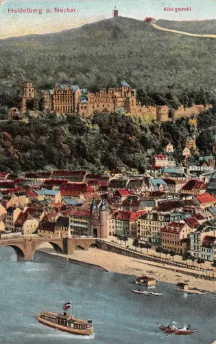 Heidelberg a. Neckar Königsstuhl Bergbahn Schloss Feldpostkarte AK 1917