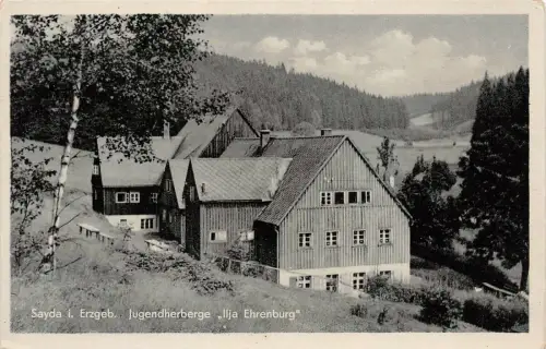 Jugendherberge Ilja Ehrenburg in Sayda Erzgebirge Sachsen Postkarte AK