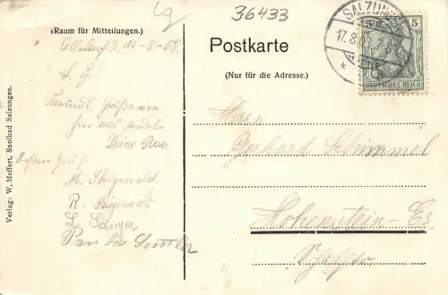 Soolbad Salzungen Am See Postkarte AK 1908