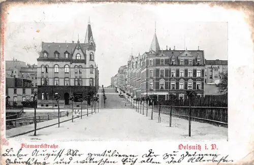 Oelsnitz Vogtland Bismarckstrasse Postkarte gel. 1909