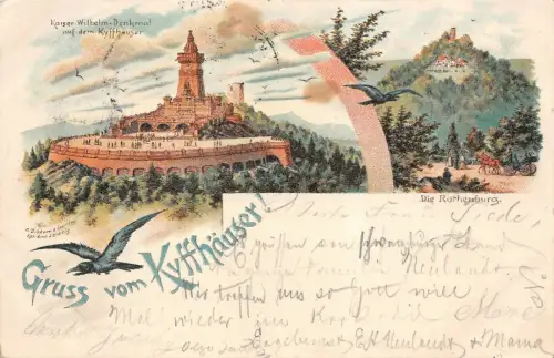 Gruss vom Kyffhäuser Kaiser-Wilhelm-Denkmal Rothenburg Postkarte AK 1897