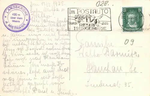 Görlitz Landeskrone Postkarte AK 1928