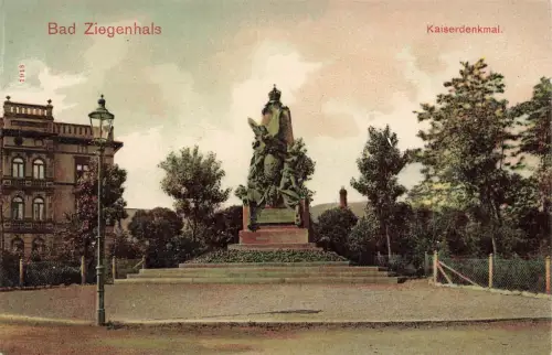 Kaiserdenkmal in Bad Ziegenhals Głuchołazy Schlesien Postkarte AK 1913