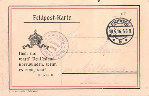 Noch nie ward Deutschland überwunden, wenn es einig war! Patriotika AK 1916