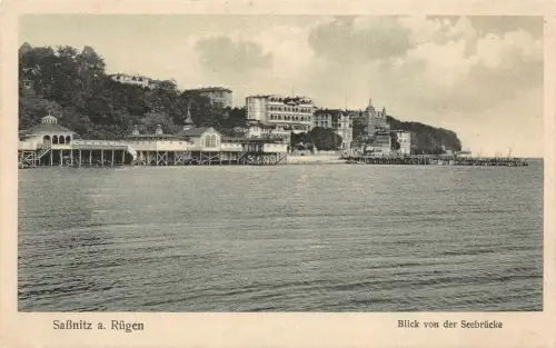 Saßnitz a. Rügen Blick von der Seebrücke Postkarte AK