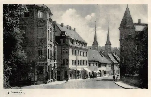 Straßenansicht Grimma Sachsen Postkarte