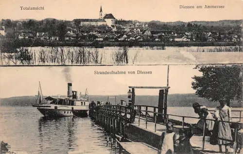 Diessen am Ammersee Strandaufnahme Totalansicht AK