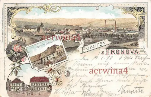 Gruss aus Hronov Hronova Litho AK
