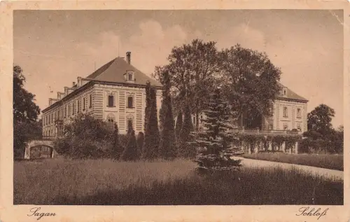 Ansicht Schloss in Sagan Schlesien Postkarte AK 1931