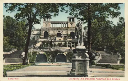 Orangerie mit Denkmal Friedrich des Großen Sanssouci Potsdam Brandenburg AK