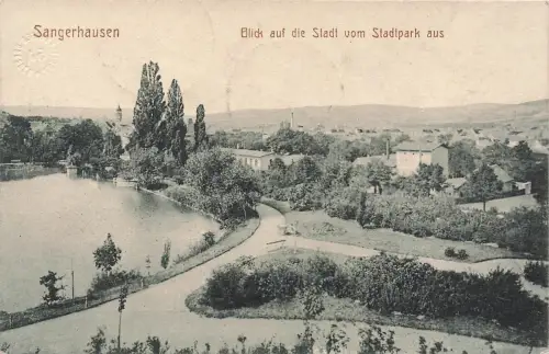 Blick auf die Stadt vom Stadtpark aus Sangerhausen Sachsen-Anhalt AK 1915