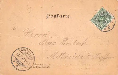 Gruß aus Apolda Das erste Kaiser Friedrich Denkmal Thüringen Postkarte AK 1899