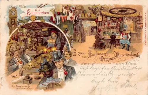 Berlin Jägerstrasse Restaurant Kaufmanns Bauernschänke Litho Postkarte 1902