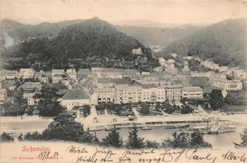 Schandau Ansicht Elbe Dampfer Postkarte AK 1902
