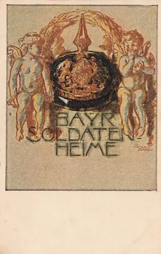 Spende für bayerische Soldatenheime mit Pickelhaube Postkarte AK
