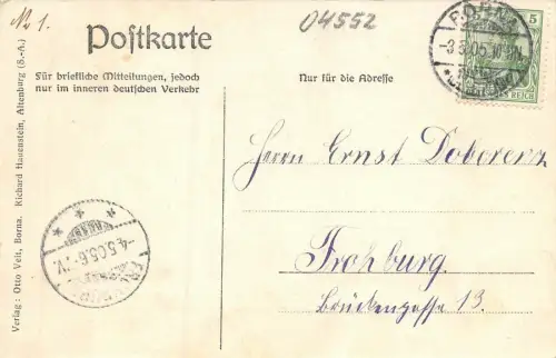 Königliches Lehrer-Seminar Borna Sachsen Postkarte AK 1905