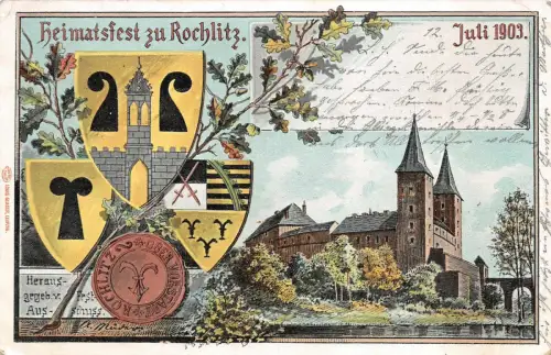 Heimatfest zu Rochlitz Juli 1903 Postkarte AK 1903