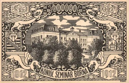 Königliches Seminar in Borna Sachsen Postkarte AK 1919