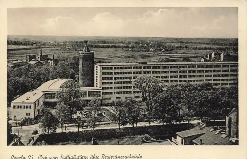 Blick vom Rathausturm über Regierungsgebäude Oppel Schlesien Postkarte AK 1941