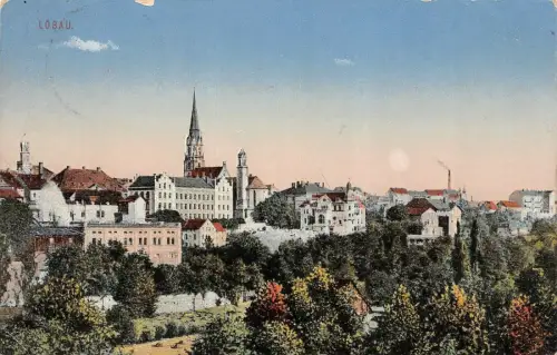 Stadtansicht von Löbau Sachsen Postkarte AK 1931