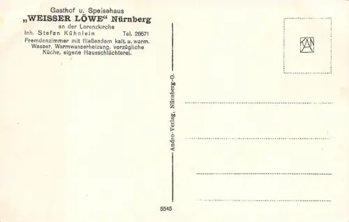 AK Nürnberg Gasthaus Weisser Löwe Postkarte