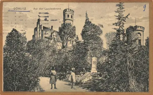 Auf der Landeskrone Görlitz Sachsen Postkarte AK 1924
