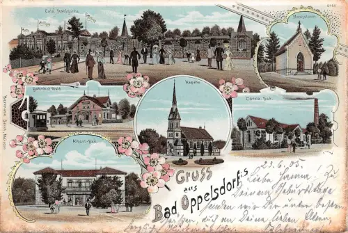 Bad Oppelsdorf Opolno-Zdrój Bahnhof, Cafe Litho Postkarte 1905