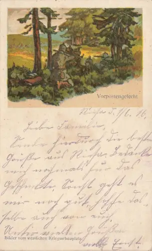 Soldaten im Vorpostengefecht Postkarte AK 1916