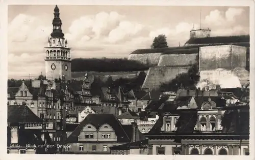 Blick auf den Donjon in Festung Glatz Schlesien Postkarte AK