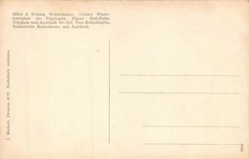 Hotel Waldschuster im Georgengrüner Wald bei Auerbach Sachsen Postkarte