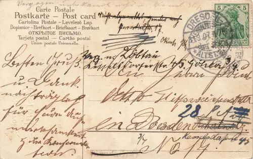 Osterfest Mädchen mit bunte Eier Postkarte Dresden 1907