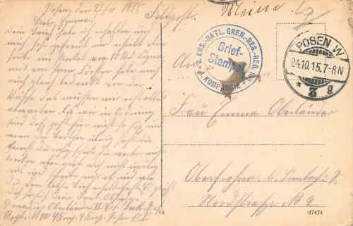 Posen Blick zum Rathaus Feldpostkarte 1915