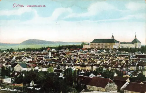 Stadtansicht Gotha mit Schloss Friedenstein Thüringen Postkarte AK