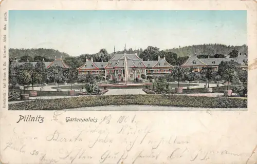 Pillnitz Gartenpalais Postkarte AK 1901