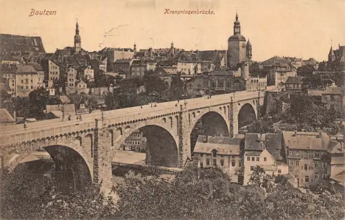 Bautzen Kronprinzenbrücke Postkarte AK 1915