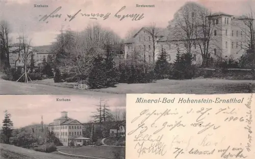 Mineral-Bad Hohenstein-Ernstthal Kurhaus Restaurant Postkarte AK 1906