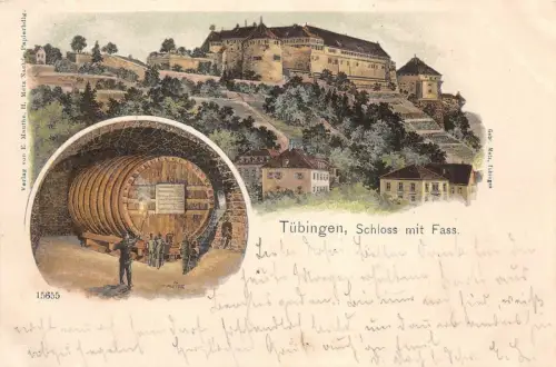 Tübingen Schloss mit Fass Baden-Württemberg Postkarte AK 1902