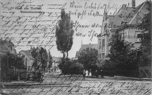 Gruss aus Theißen Weißenfelserstraße Postkarte 1924