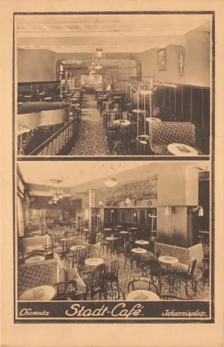 Chemnitz Stadt-Café Johannisplatz Fr. Mulde AK